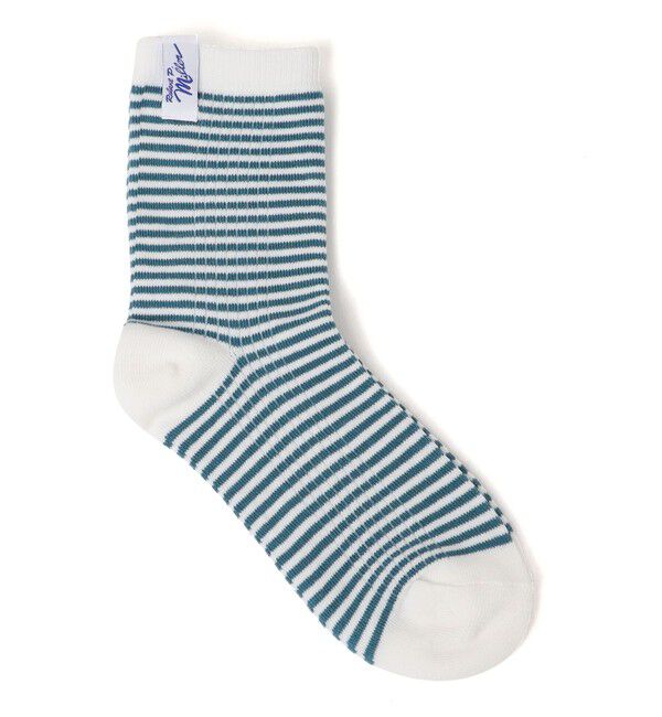 SHIPS any「Robert P.Miller: ボーダー リブ ソックス」|ソックス|スカイブルー