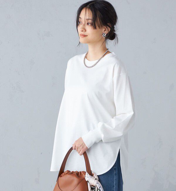 SHIPS for women「ロング リブ スリーブ カットソー  ボーダー / ソリッド」|Tシャツ・カットソー|オフホワイト