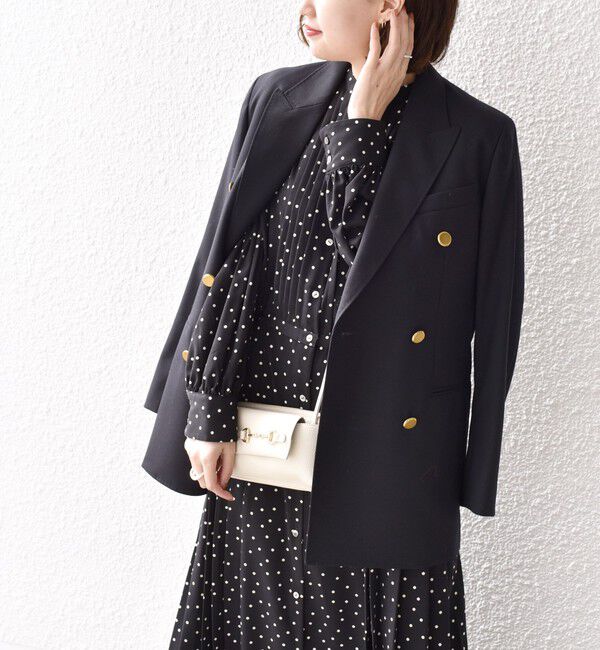 SHIPS for women「【WEB限定】〈手洗い可能〉ドット / 花柄 バンドカラー サイド プリーツ ワンピース」|ワンピース|