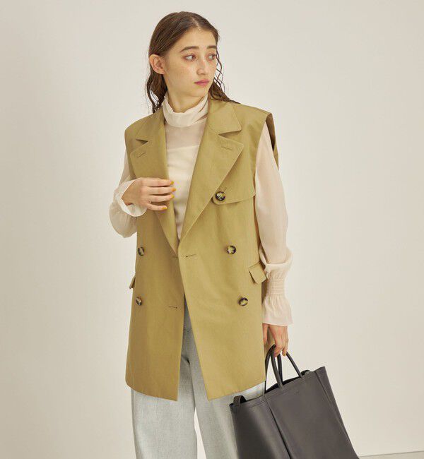 SHIPS for women「綿麻 カルゼ ダブルブレスト ジレ ◇」|ベスト・ジレ|