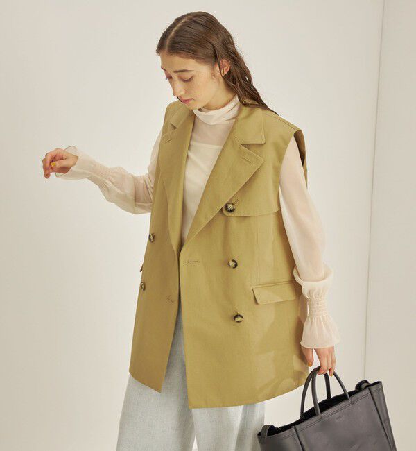 SHIPS for women「綿麻 カルゼ ダブルブレスト ジレ ◇」|ベスト・ジレ|