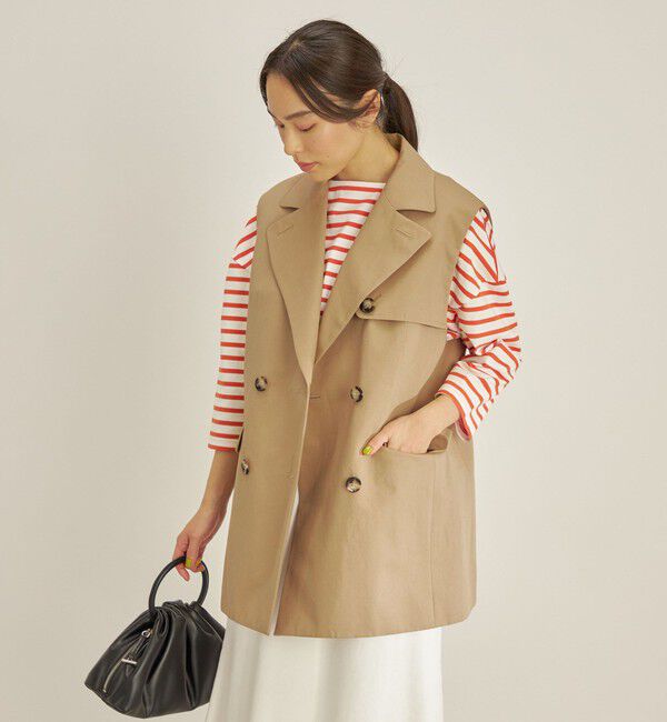 SHIPS for women「綿麻 カルゼ ダブルブレスト ジレ ◇」|ベスト・ジレ|