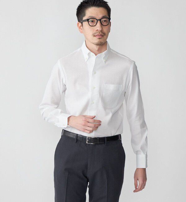 SHIPS「SHIPS: カラミ織り イタリアン ボタンダウン 無地 シャツ」|シャツ・ブラウス|