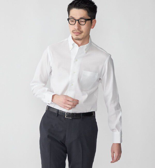 SHIPS「SHIPS: カラミ織り イタリアン ボタンダウン 無地 シャツ」|シャツ・ブラウス|