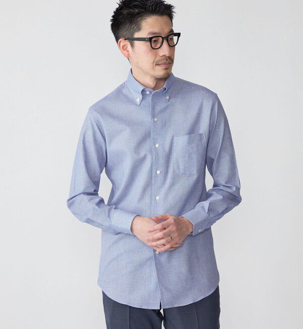 SHIPS「SHIPS: カラミ織り イタリアン ボタンダウン 無地 シャツ」|シャツ・ブラウス|