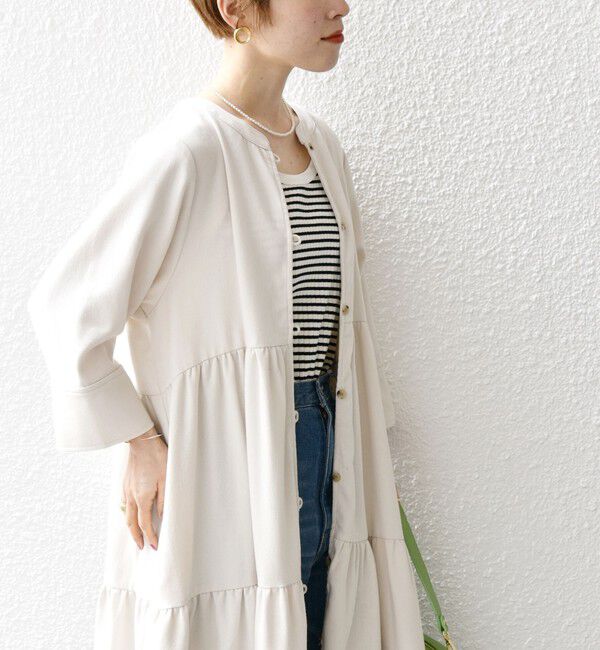 SHIPS any「SHIPS any:〈洗濯機可能〉リサイクル ブレンドリネン ティアード ワンピース 羽織り」|その他|