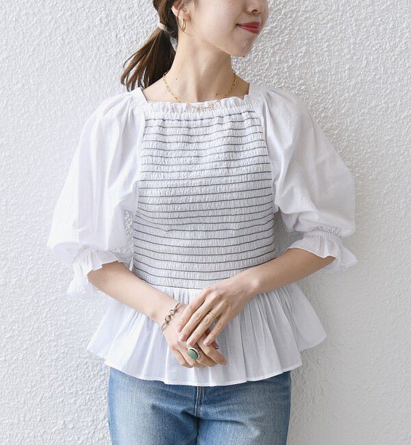 SHIPS any「SHIPS any: カラー シャーリング ボリューム スリーブ ブラウス」|シャツ・ブラウス|