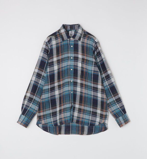 SHIPS「CORDINGS: マブチ チェック リネン シャツ」|シャツ・ブラウス|ブルー