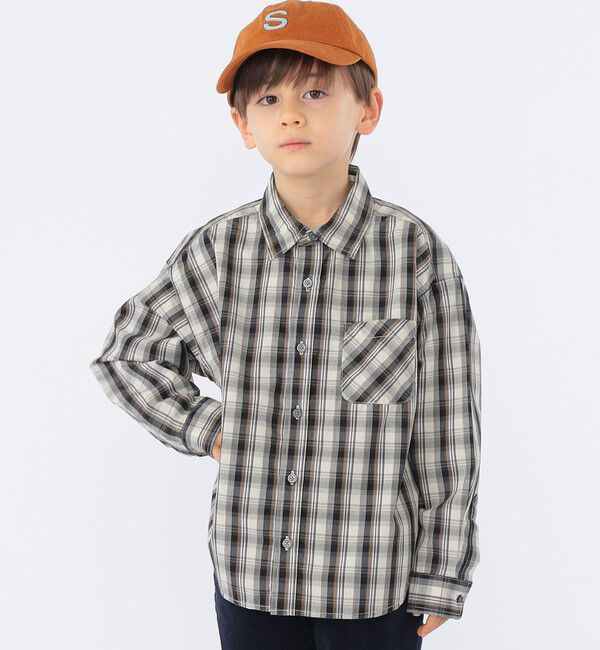 SHIPS KIDS「SHIPS KIDS:100～130cm / コンフォータブル 長袖 シャツ」|シャツ・ブラウス|グレー系