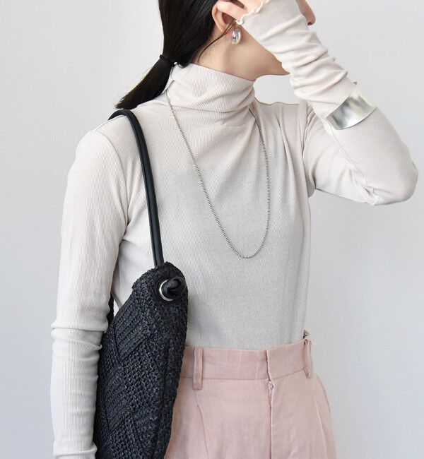 quaranciel「quaranciel:〈洗濯機可能〉 デリケート リブ シアー タートルネック」|Tシャツ・カットソー|ナチュラル