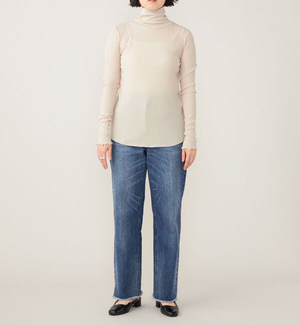 quaranciel「quaranciel:〈洗濯機可能〉 デリケート リブ シアー タートルネック」|Tシャツ・カットソー|