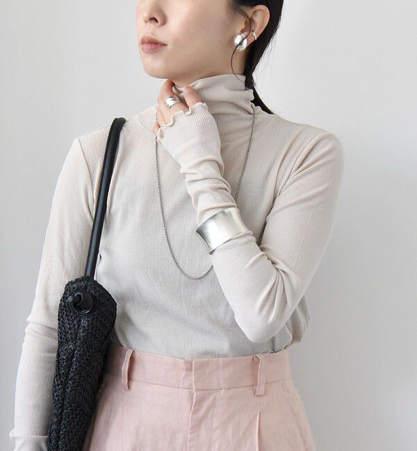 quaranciel「quaranciel:〈洗濯機可能〉 デリケート リブ シアー タートルネック」|Tシャツ・カットソー|