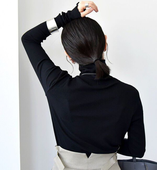 quaranciel「quaranciel:〈洗濯機可能〉 デリケート リブ シアー タートルネック」|Tシャツ・カットソー|ブラック