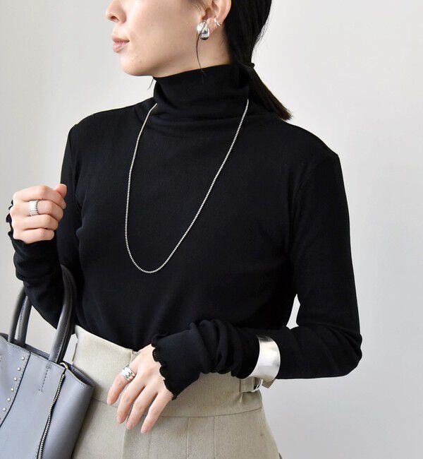 quaranciel「quaranciel:〈洗濯機可能〉 デリケート リブ シアー タートルネック」|Tシャツ・カットソー|