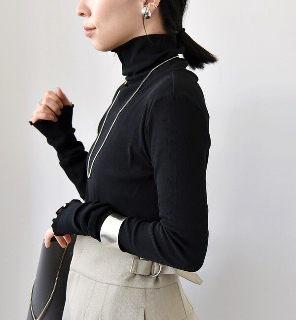 quaranciel「quaranciel:〈洗濯機可能〉 デリケート リブ シアー タートルネック」|Tシャツ・カットソー|