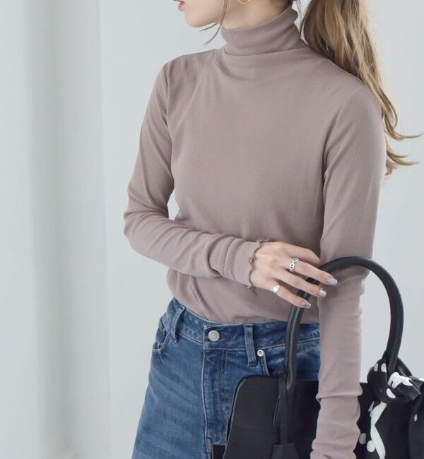 quaranciel「quaranciel:〈洗濯機可能〉 デリケート リブ シアー タートルネック」|Tシャツ・カットソー|