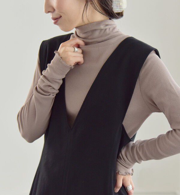 quaranciel「quaranciel:〈洗濯機可能〉 デリケート リブ シアー タートルネック」|Tシャツ・カットソー|