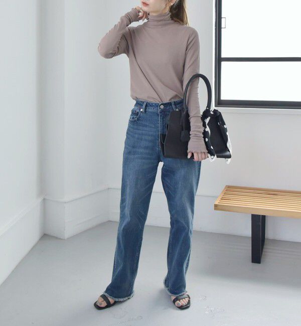 quaranciel「quaranciel:〈洗濯機可能〉 デリケート リブ シアー タートルネック」|Tシャツ・カットソー|