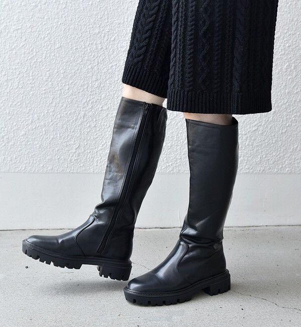 SHIPS any「【SHIPS any別注】eblouna: トラックソール ロング ブーツ」|ロングブーツ|