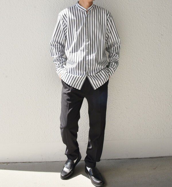 SHIPS any「SHIPS any: ストライプ / ソリッド リラックス バンドカラー シャツ 25AW◇」|シャツ・ブラウス|