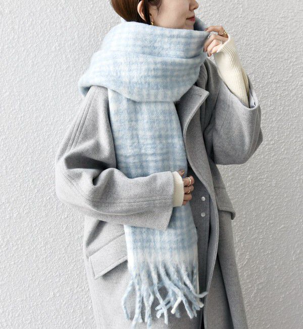 SHIPS any「PANKAJ:〈手洗い可能〉ウール ミックス チェック ボリューム ストール」|ストール|