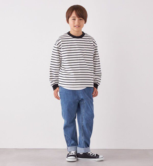 SHIPS any「SHIPS any: リンガーネック ボーダー 長袖 ポケット Tシャツ<KIDS>」|Tシャツ・カットソー|