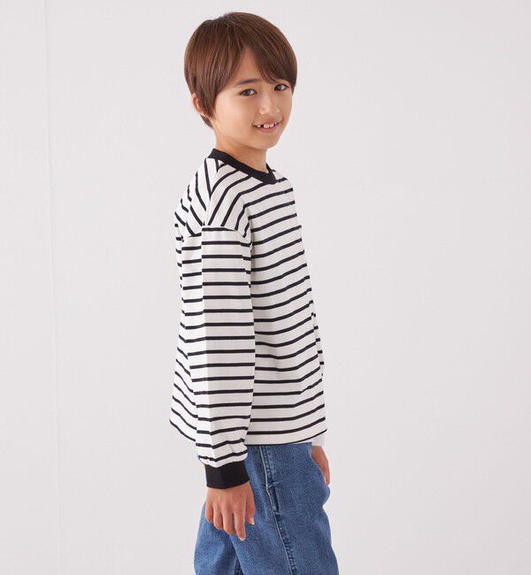 SHIPS any「SHIPS any: リンガーネック ボーダー 長袖 ポケット Tシャツ<KIDS>」|Tシャツ・カットソー|