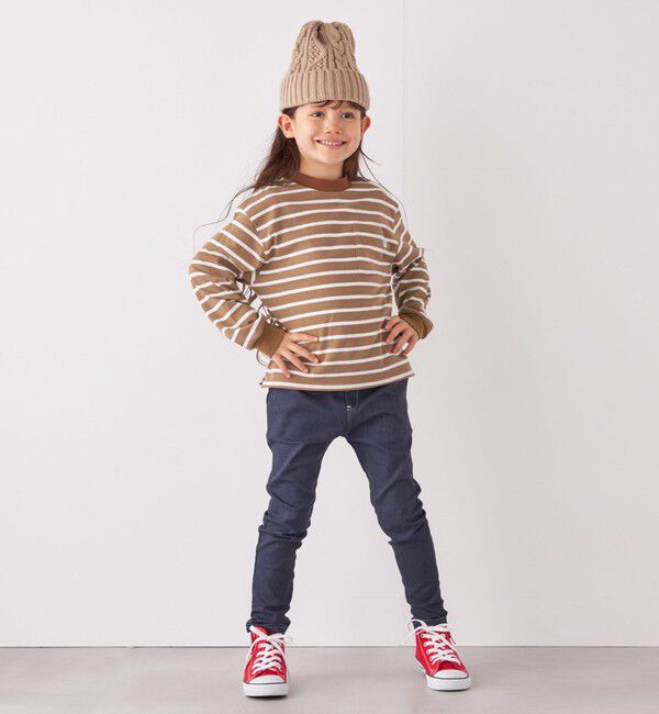 SHIPS any「SHIPS any: リンガーネック ボーダー 長袖 ポケット Tシャツ<KIDS>」|Tシャツ・カットソー|