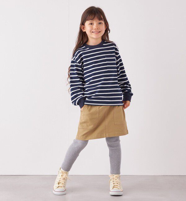 SHIPS any「SHIPS any: リンガーネック ボーダー 長袖 ポケット Tシャツ<KIDS>」|Tシャツ・カットソー|