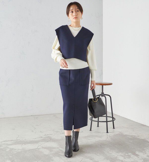SHIPS for women「SUPER140 ジーロンウール オーバー ベスト 2」|ベスト・ジレ|