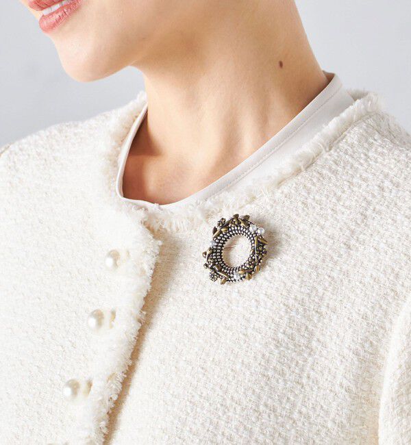 SHIPS for women「サークル デザイン アンティーク パール モチーフ ブローチ」|ブローチ・コサージュ|ゴールド