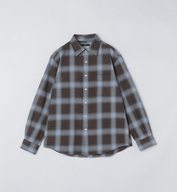 SHIPS「SHIPS: Shuttle notes レギュラーカラー オンブレチェック 長袖 ネルシャツ」|シャツ・ブラウス|