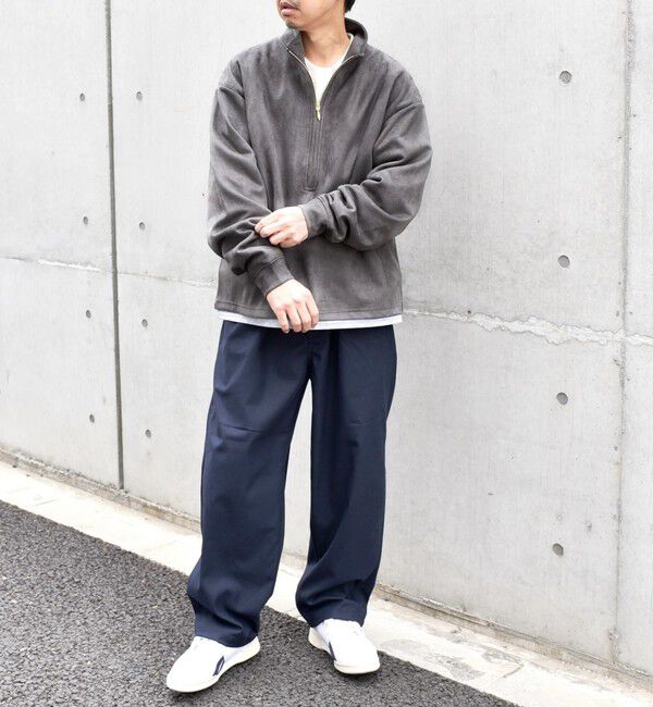 SHIPS any「SHIPS any; 〈洗濯機可能〉フェイクスエード (ポリエステル) / レイヤード ハーフジップ プルオーバー◇」|スウェット・ジャージ|