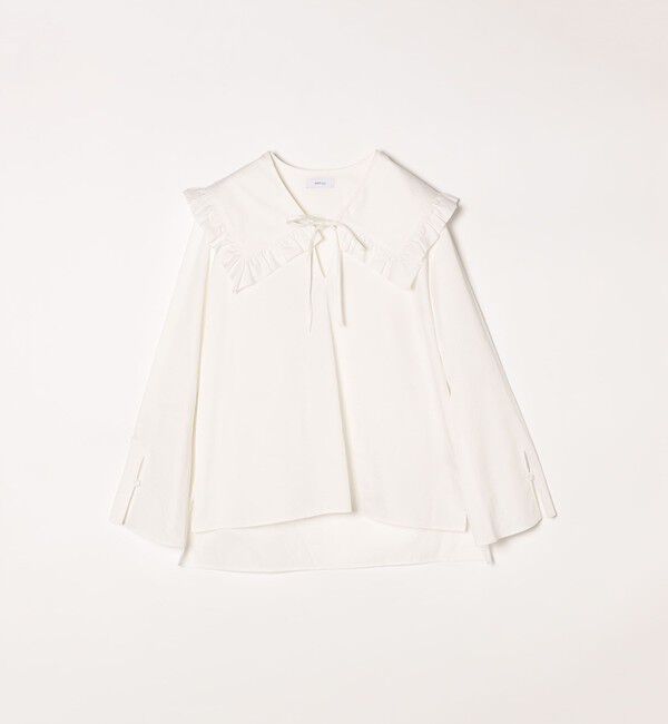SHIPS any「SHIPS any:〈洗濯機可能〉コットン サテン フリル カラー ブラウス」|シャツ・ブラウス|