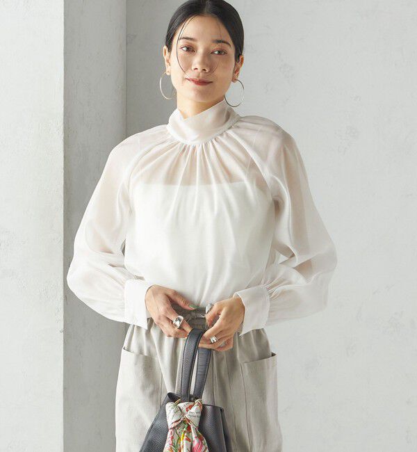 SHIPS for women「〈手洗い可能〉オーガンジー リボン ブラウス」|シャツ・ブラウス|