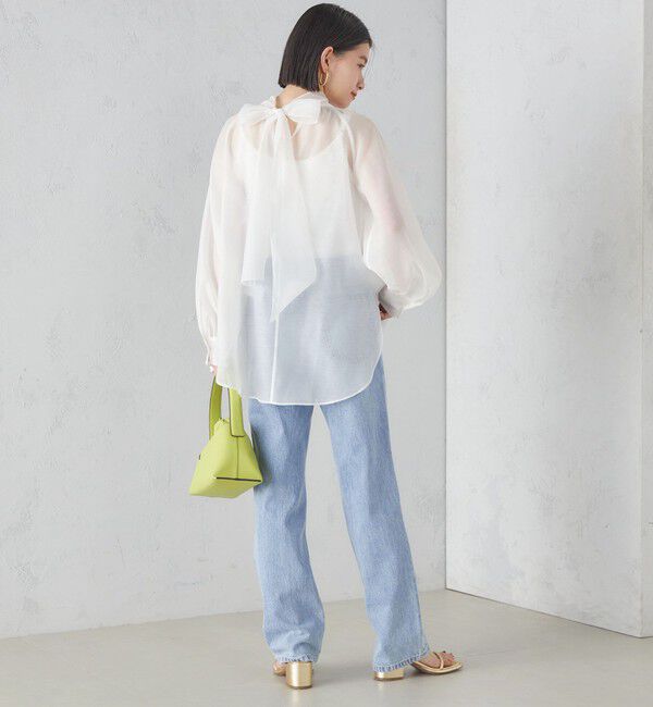 SHIPS for women「〈手洗い可能〉オーガンジー リボン ブラウス」|シャツ・ブラウス|