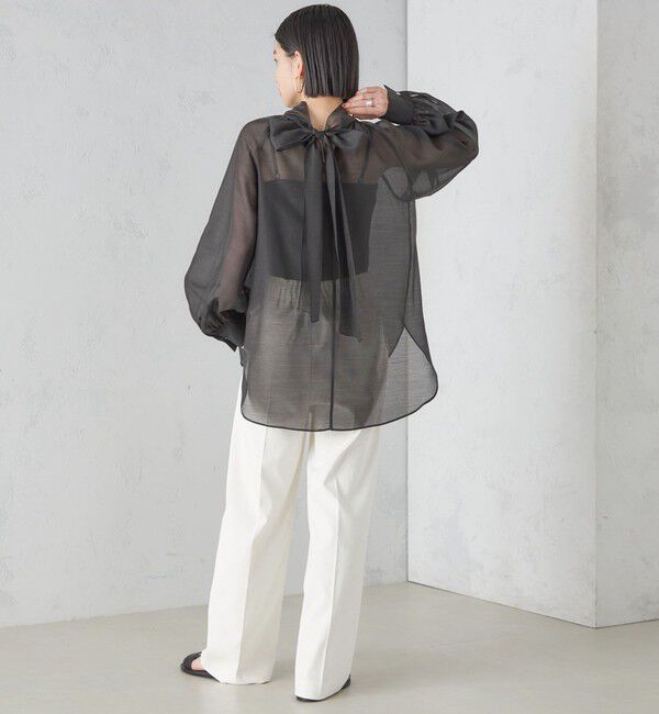 SHIPS for women「〈手洗い可能〉オーガンジー リボン ブラウス」|シャツ・ブラウス|