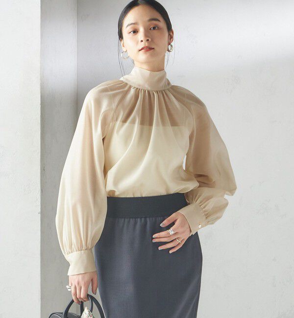 SHIPS for women「〈手洗い可能〉オーガンジー リボン ブラウス」|シャツ・ブラウス|