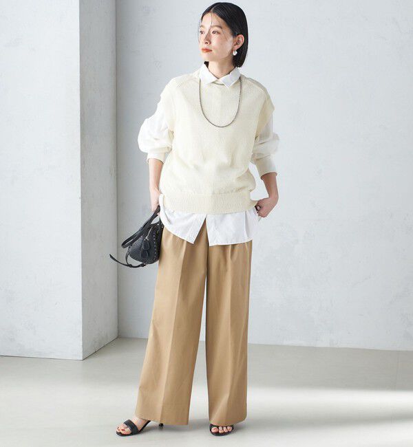 SHIPS for women「〈手洗い可能〉ラメ混 ペーパー 編地 コンビ プルオーバー ◇」|ニット・セーター|