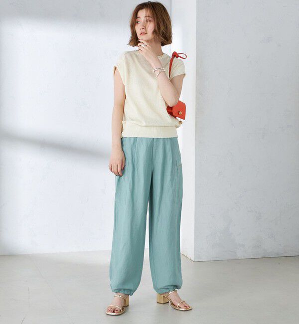 SHIPS for women「〈手洗い可能〉ラメ混 ペーパー 編地 コンビ プルオーバー ◇」|ニット・セーター|