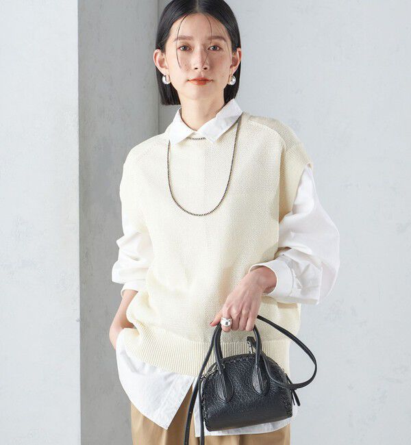 SHIPS for women「〈手洗い可能〉ラメ混 ペーパー 編地 コンビ プルオーバー ◇」|ニット・セーター|