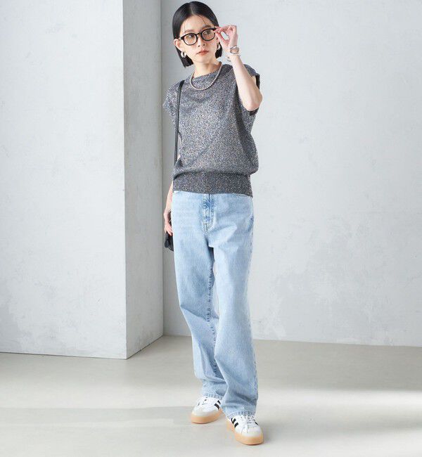SHIPS for women「〈手洗い可能〉ラメ混 ペーパー 編地 コンビ プルオーバー ◇」|ニット・セーター|
