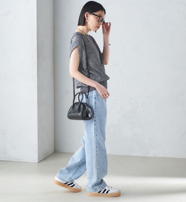 SHIPS for women「〈手洗い可能〉ラメ混 ペーパー 編地 コンビ プルオーバー ◇」|ニット・セーター|