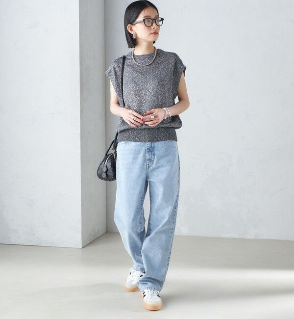 SHIPS for women「〈手洗い可能〉ラメ混 ペーパー 編地 コンビ プルオーバー ◇」|ニット・セーター|