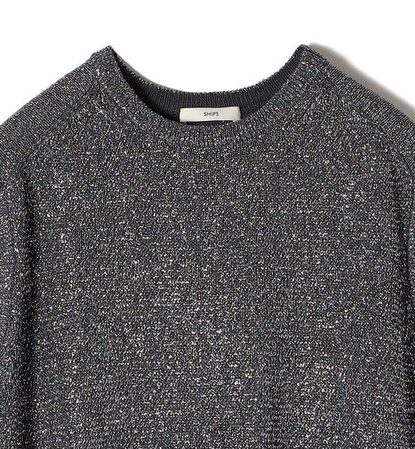 SHIPS for women「〈手洗い可能〉ラメ混 ペーパー 編地 コンビ プルオーバー ◇」|ニット・セーター|