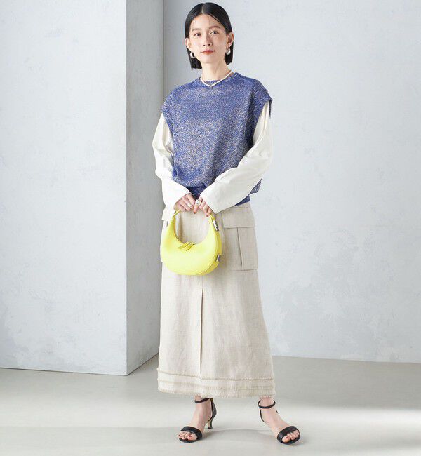 SHIPS for women「〈手洗い可能〉ラメ混 ペーパー 編地 コンビ プルオーバー ◇」|ニット・セーター|