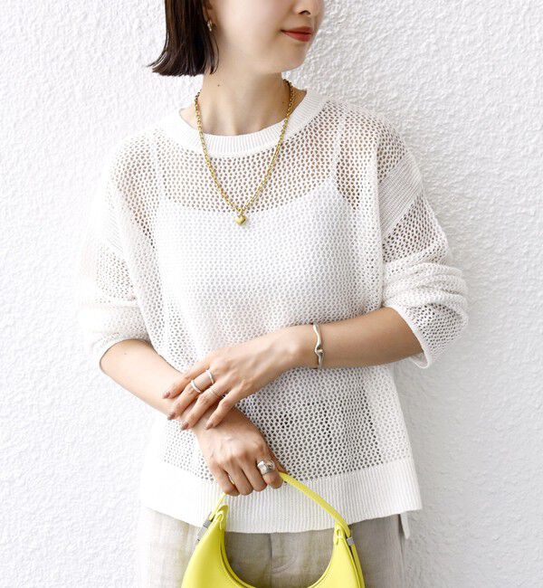 SHIPS for women「〈手洗い可能〉メッシュ ニット ◇」|ニット・セーター|オフホワイト