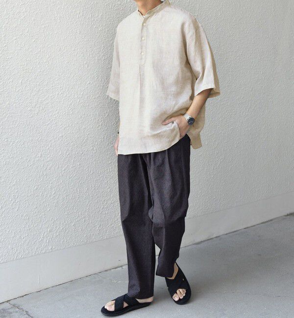 SHIPS any「SHIPS any: ピュアリネン バンド スキッパー ハーフスリーブ プルオーバー シャツ 25SS◇」|シャツ・ブラウス|