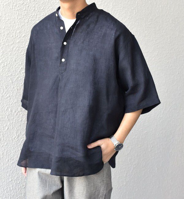 SHIPS any「SHIPS any: ピュアリネン バンド スキッパー ハーフスリーブ プルオーバー シャツ 25SS◇」|シャツ・ブラウス|