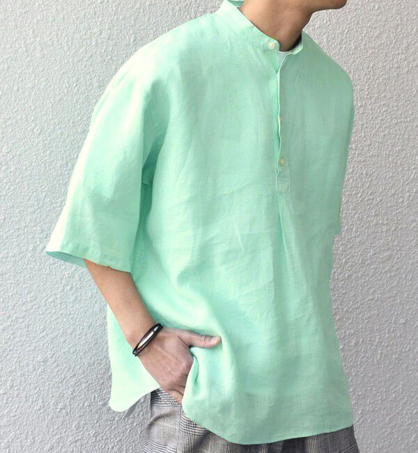 SHIPS any「SHIPS any: ピュアリネン バンド スキッパー ハーフスリーブ プルオーバー シャツ 25SS◇」|シャツ・ブラウス|